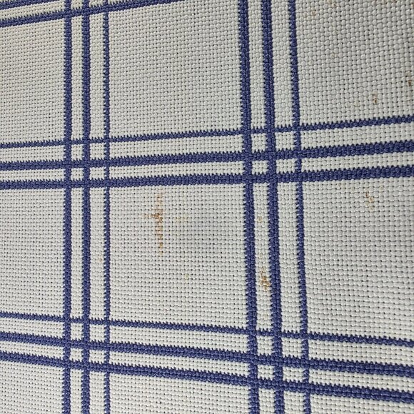 Set Of 4 Blue & White Plaid Woven Placemat Set With Fringe Details reversible - Picture 4 of 6